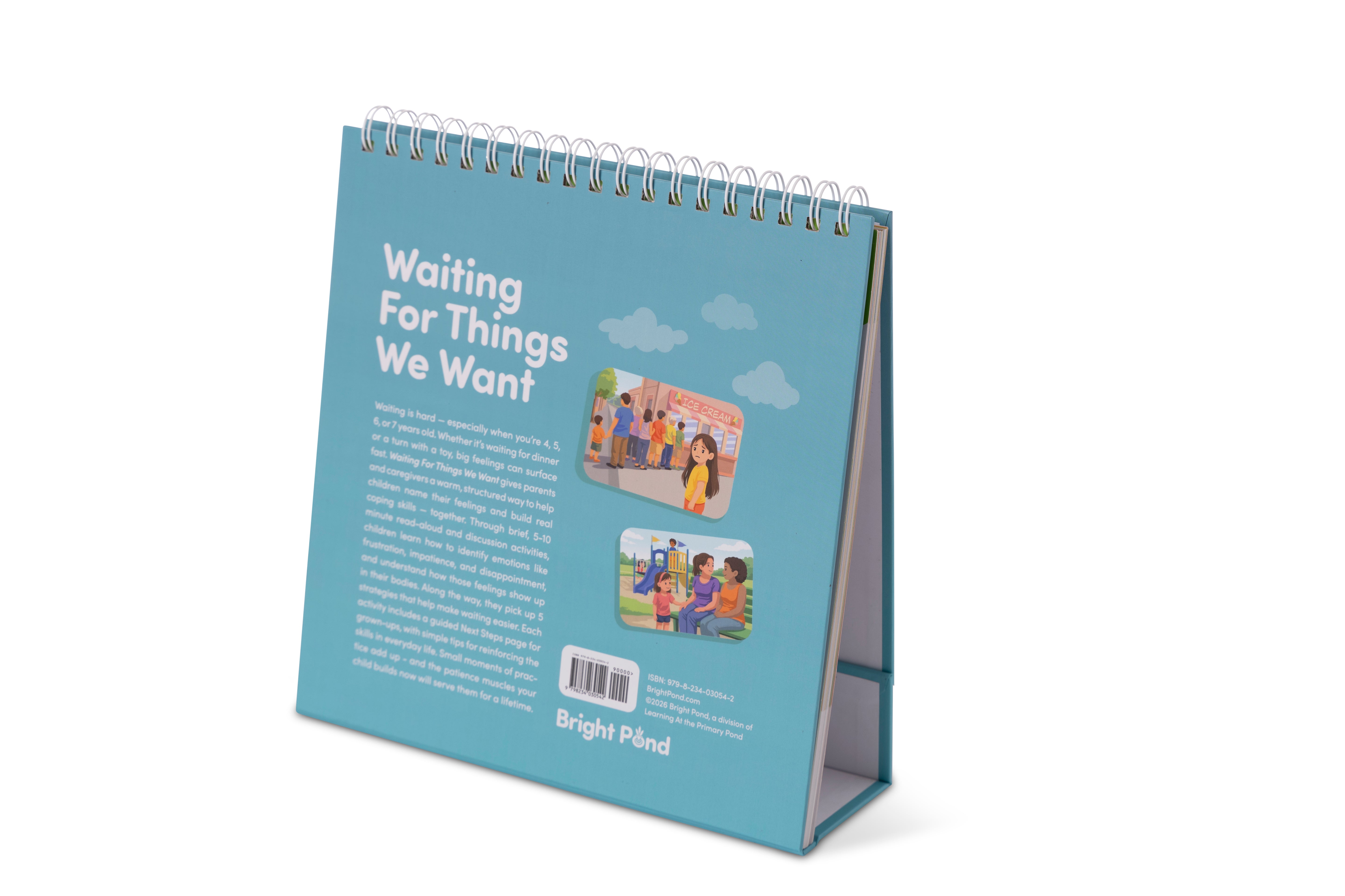 Back of the Waiting for Things We Want spiral activity flip book