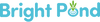 Logo of Bright Pond in blue text with a small green pond reed motif coming out of the 'o' in "Pond".